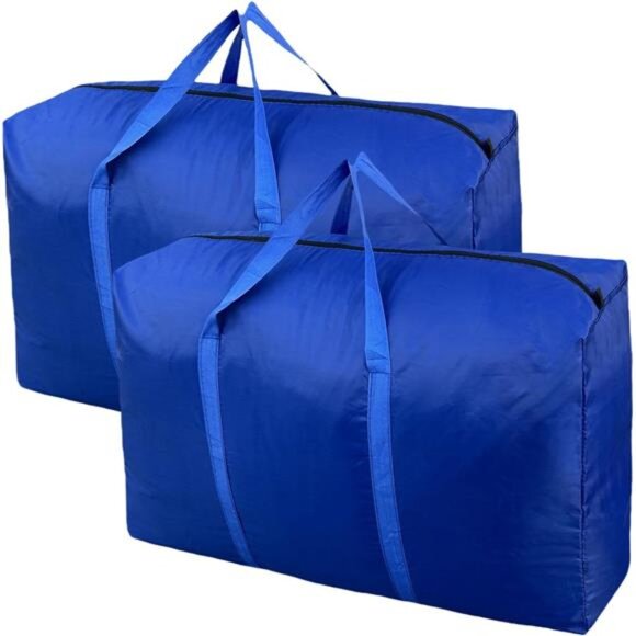 100L Extra Large Storage Bags Moving Bags with Zippers Handles Storage Totes Blu - Picture 1 of 7
